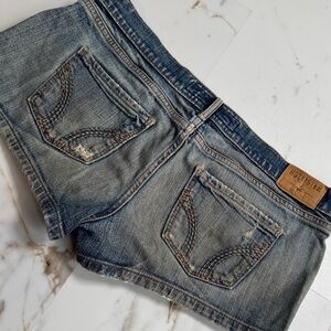 Y2K Hollister Micro Low Rise Jean Shorts Sz 9 Denim Logo Retro Trendy